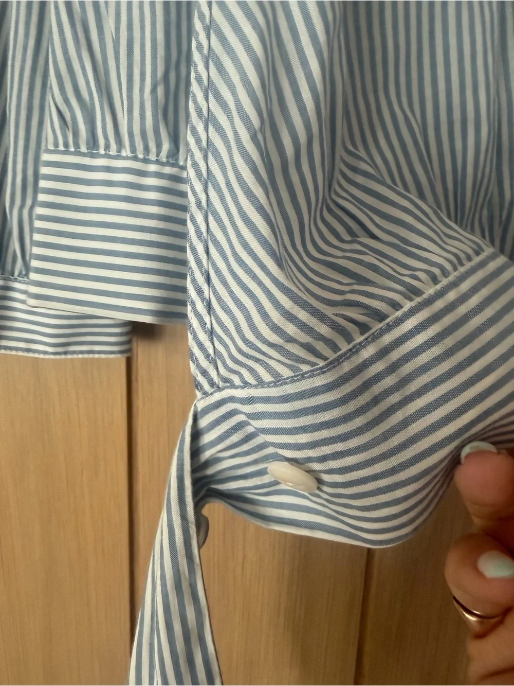 Madewell Blue and White Striped Wrap Blouse size S NWOT